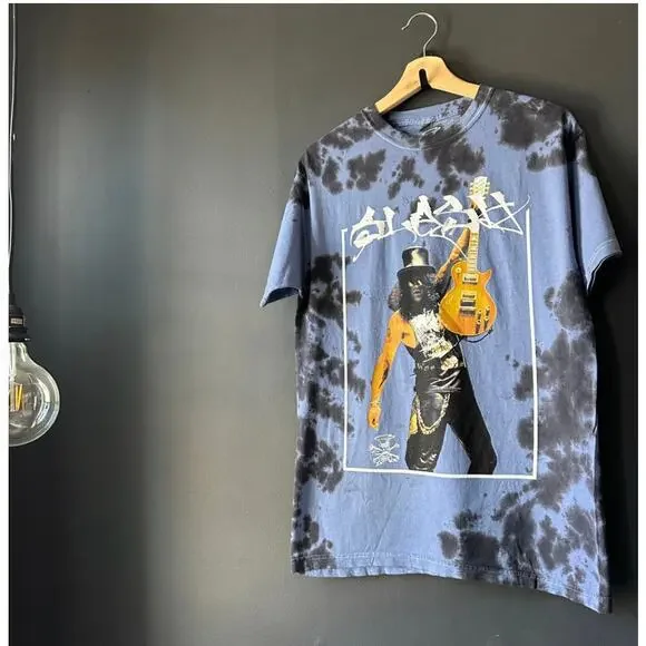 SLASH Guns N Roses 90s Graphic Blue Tie Dye Tee NEW Size Medium Large - Picture 6 of 6